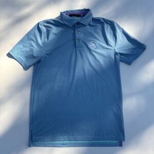 Greyson Kids XL 10-11 Blue Geometric Diamond Print Performance Golf Polo Shirt